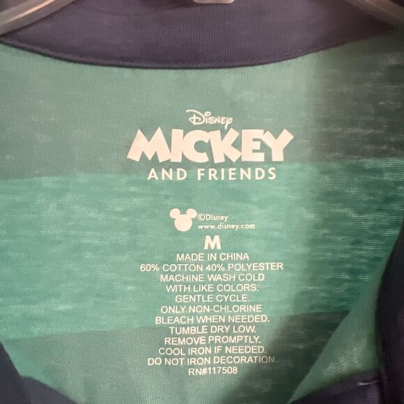 Disney Polo Shirt‎ Unisex Medium Blue Green Short Sleeve Tennis Club - Picture 3 of 4